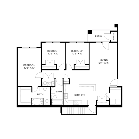 a floor plan of a home with bedrooms and baths